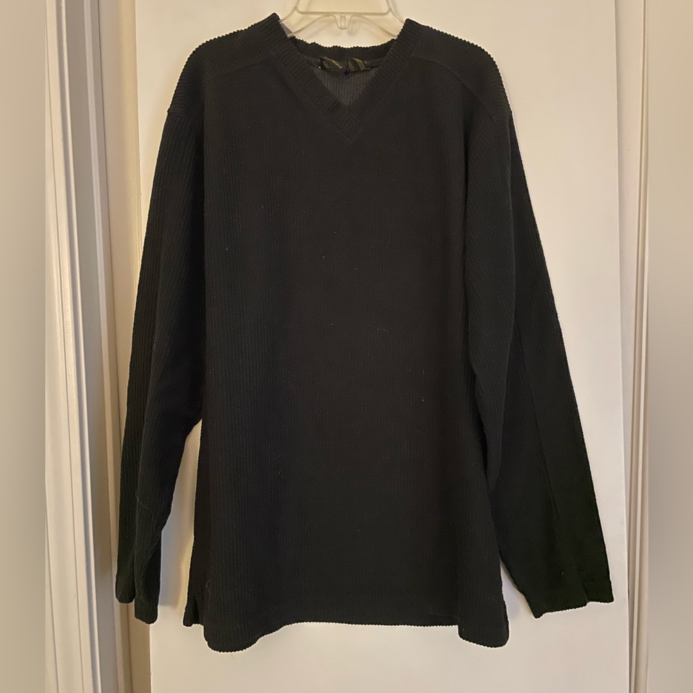 Men’s M:Body Glove Black Ribbed V Neck Long Sleeve Knit Sweater T Shirt